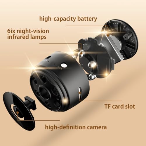 Small Spy Camera Room Camera WiFi Home Security Camera Mini Hidden Camera Video Recorder Night Vision Live Feed Playback Phone App Control, 2 Packs