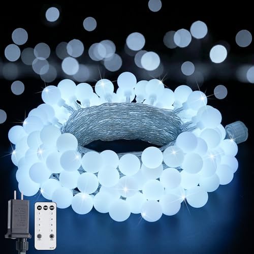 JMEXSUSS Connectable 100 LED Globe White String Lights Indoor for Bedroom
