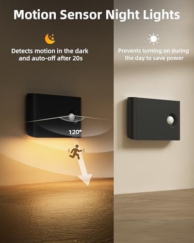 EZVALO 4 Pack Motion Sensor Night Lights Indoor, Rechargeable 1500mAh LED Stair Lights with Magnetic & Dimmable, Auto On/Off 3000K Soft White, Adhesive No Drill for Stairs, Hallway, Bathroom, Closet