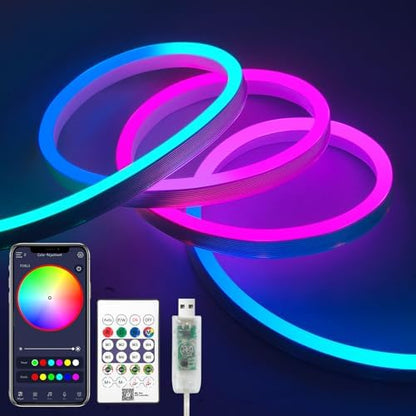 iNextStation 6.56FT Smart IC LED Strip Lights 5V USB RGB Neon Rope Lights