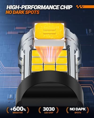 SEALIGHT 7443 7440 Amber Yellow, T20 LED Bulb Amber Anti Hyper Flashing, W21W LED Bulb for Turn Signal Light Need Extra Load Resistor, Pack of 2