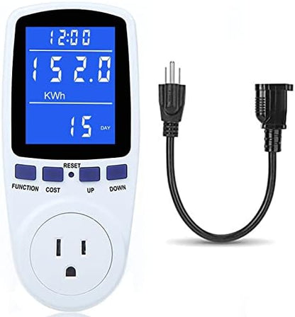 Upgraded Watt Meter Power Meter Plug Home Electricity Usage Monitor, Electrical Usage Monitor Consumption, Energy Voltage Amps Kill Meter with Backlight, Overload Protection, 7 Modes Display-With Cord