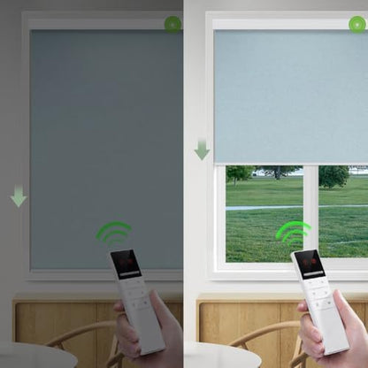 ZSHINE Motorized Blackout Roller Shades Remote Control Rechargeable(82026G)