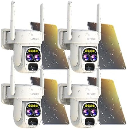 Cameras for Home Security Wireless Outdoor Solar,Alexa Security Camera Outside,360 PTZ Outside WiFi Camera Dual Lens 10x Zoom,Night Vision,2K,Water Proof