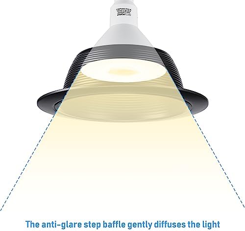 TORCHSTAR 6-Pack 6 Inch Recessed Light Trim, Step Baffle, Black