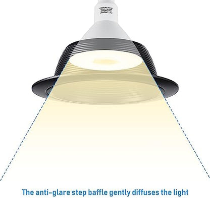 TORCHSTAR 6-Pack 6 Inch Recessed Light Trim, Step Baffle, Black