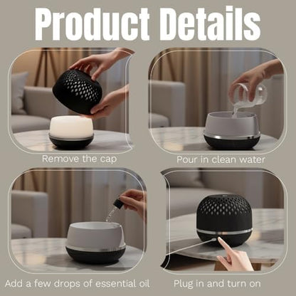 Openwork-Shaped Essential Oil Diffuser, with LED Night Light