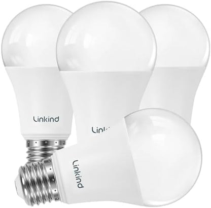 Linkind A19 LED Light Bulbs, 100 Watt Equivalent, 2700K Soft White 4 Packs