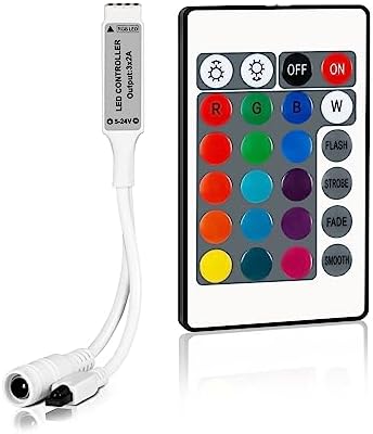 24 Key IR Wireless Remote Control, RGB LED Strip Controller