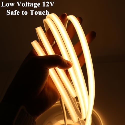LEDENET COB LED Strip Lights Waterproof IP67 DC12V 16.4ft Warm White 3000K