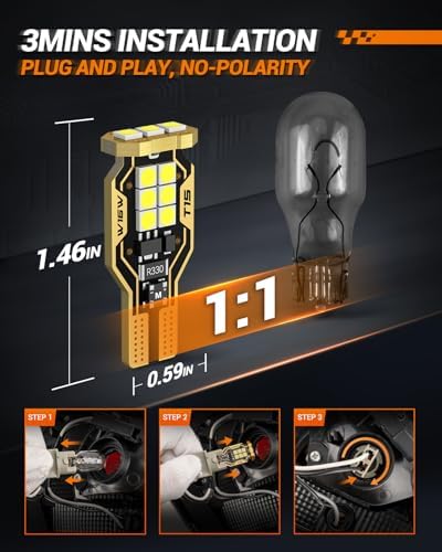 SEALIGHT 921 LED Bulb Reverse Light 500% Super Bright T15 Reverse Light Bulb 3030-SMD Chipsets Canbus Error Free 906 W16W 922 912 921 LED Bulb for Backup Lights, 6000K White Pack of 2