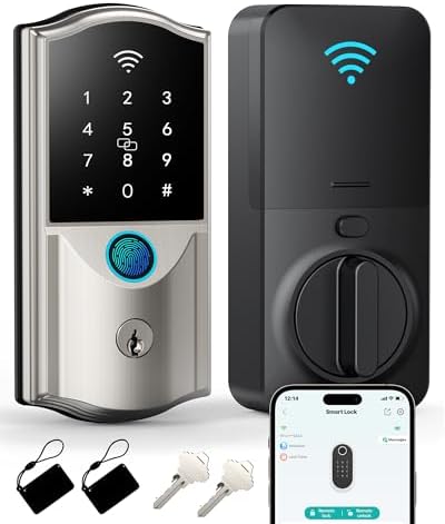 Built-in WiFi Smart Lock for Front Door, Fingerprint Keypad Deadbolt