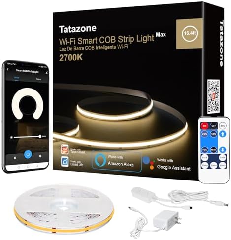 Tatazone WiFi Smart White COB Led Strip Light with Remote