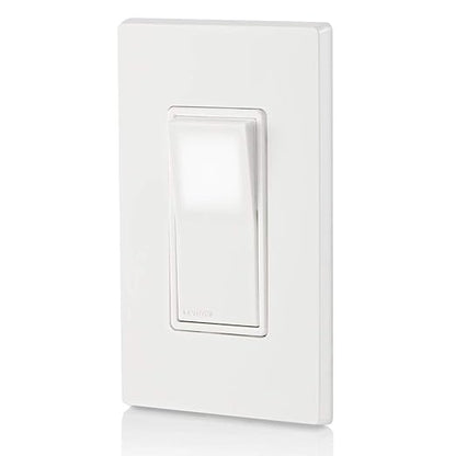 Leviton L5613-2W 15 Amp, 120/277 Volt, Decora LED Illuminated Rocker 3-Way AC Quiet Switch, Residential Grade, Grounding, White (Pack of 2)