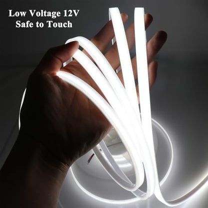 LEDENET COB LED Strip Lights Waterproof IP67 DC12V 16.4ft Cold White 6000K