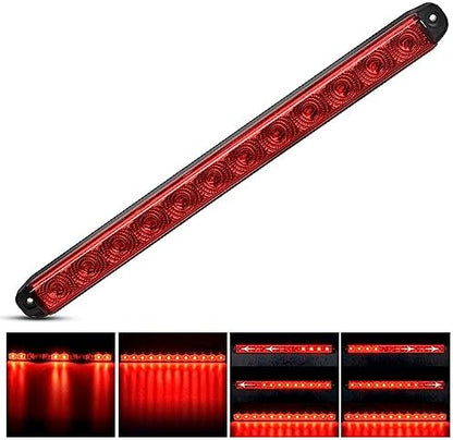 Nilight 16" Trailer Light 12 LED Red Running Brake Sequential Signal Lights