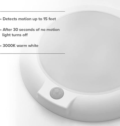 Maxxima 6 in. Round Motion Sensor LED Ceiling Mount Light Fixture - 600 Lumens, 3000K Warm White, Indoor Dome Light, Ideal for Closet, Hallway, or Kitchen Pantry Lighting