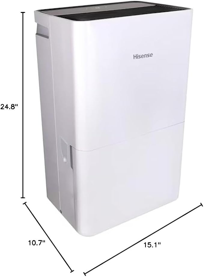 Hisense ConnectLife Smart Control 50 Pint 3-Speeds Dehumidifier, 3 Fan Speeds (High, Low, Auto), WiFi Enabled, Low Noise Airflow System 46 dB, 115v, Up to 4500 sq.ft, DH7021W1WG (Renewed)
