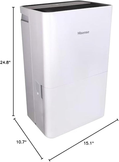 Hisense ConnectLife Smart Control 50 Pint 3-Speeds Dehumidifier, 3 Fan Speeds (High, Low, Auto), WiFi Enabled, Low Noise Airflow System 46 dB, 115v, Up to 4500 sq.ft, DH7021W1WG (Renewed)