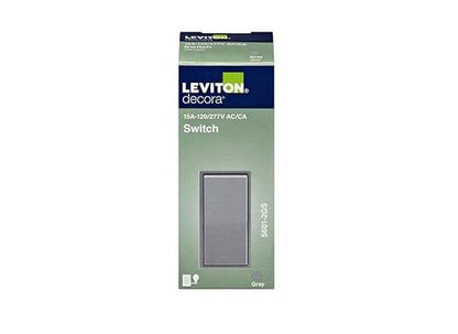 Leviton 15 Amp Decora Rocker Single-Pole Switch, Grounding, 5601, Light Gray