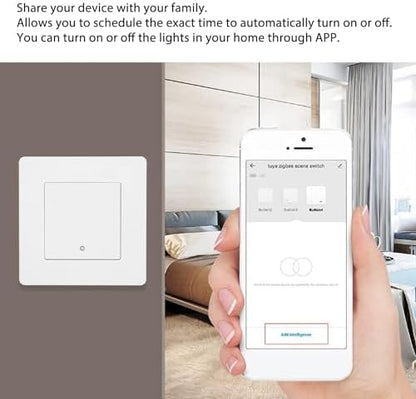 1 Way Smart Scene Switch Timing Controller Remote Control AC 100-240V for Light Curtain Grey Compatible with Smart Home Systems (White)