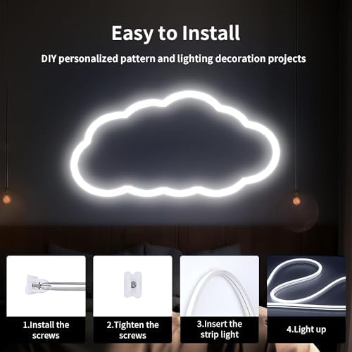 iNextStation White LED Light Strip 16.4FT Neon Rope Light (with DC12V Plug)