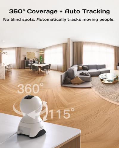 VIMTAG 4K 8MP Pan/Tilt Indoor Camera for Pet/Dog/Cat/Baby/Nanny/Home Security with Phone APP, Motion Tracking, Night Vision, 2-Way Audio, AI Detection, 5G/2.4GHz WiFi, Cloud & SD Card, Works w/Alexa