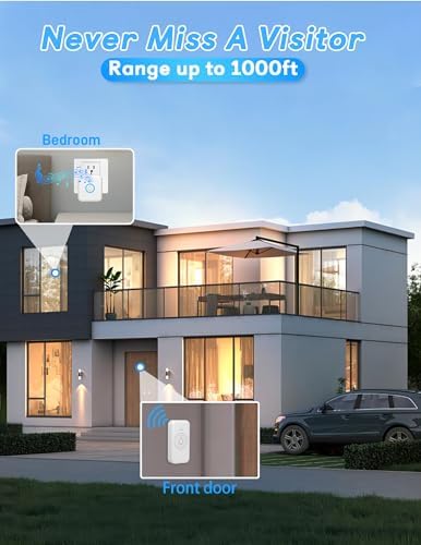 Wireless Doorbell 1000ft Range, Loud Waterproof Door Bell with 60 Melodies
