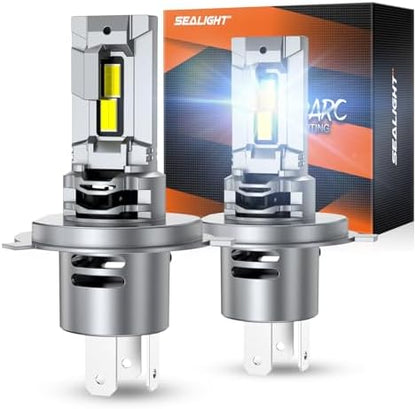 Sealight H4 Light Bulb 80,000LM 1500% Brighter, 6500K Cool White with 25000RPM Cooling Fan,65W High Power Error-Free, H4/9003 LED Fog Bulbs for Cars/Trucks/SUVs, 2 Pack