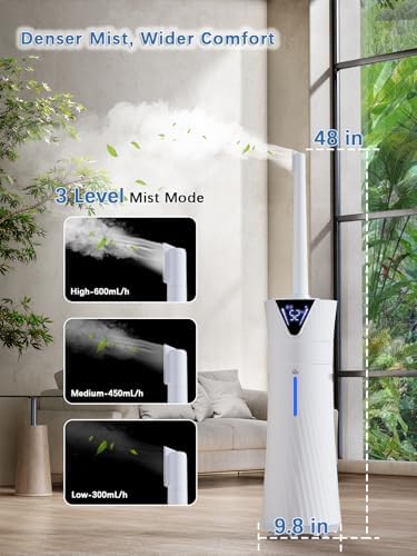 17L Humidifier for Large Room – 56H Runtime Humidifiers for Bedroom, Ultra Quiet (35dB), Smart App & Remote, Auto Humidistat, Aroma Diffuser, Auto Shut-Off, Top Fill Cool Mist Humidifier