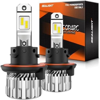 SEALIGHT H13 Bulbs, 70000LM Super Bright 9008 LED Bulbs with 15000RPM Cooling Fan, 6000K Cool White H13 Lights, Plug-N-Play, Pack of 2