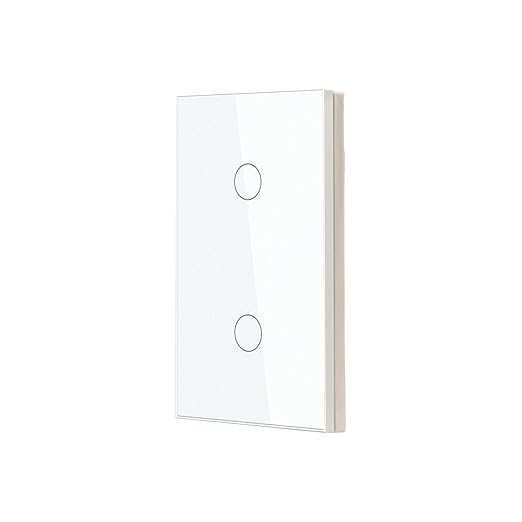 Smart Switch 118X72X34MM Neutral/No Neutral Wire Required, 2.4GHz Wi-Fi,Compatible with Alexa and Google Home 220V, White 2 Gang 1 Pack