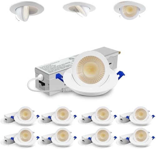 Adetu 2 Inch Gimbal LED Recessed Light, 5CCT, 5W, 550LM Brightness, 8 Pack