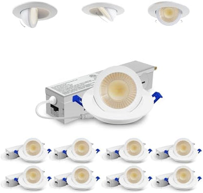 Adetu 2 Inch Gimbal LED Recessed Light, 5CCT, 5W, 550LM Brightness, 8 Pack