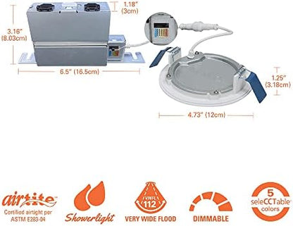 HALO HLB 4 inch LED Recessed Light, Thin Canless, Dimmable w/Selectable Color Temperatures, 6-Pack - HLB40699FS1EMWR-6PK