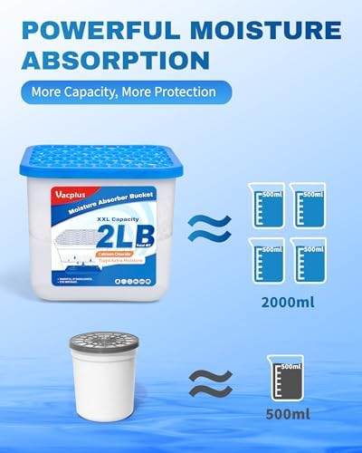 2 LB Vacplus Moisture Absorber, Strong Absorption, Fragrance Free, 2 Pack