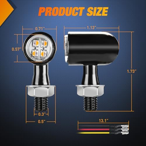 Nilight Motorcycle LED Turn Signal Brake Lights for Harley Honda Red Yellow