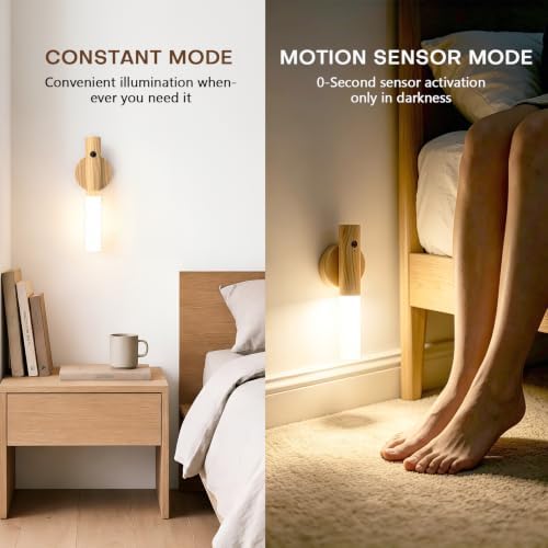 Motion Sensor Wall Lights, Rechargeable Battery Operated Wall Sconce, 2PC