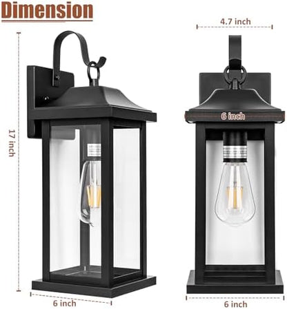 Large Black Outdoor Wall Light 17 Inch