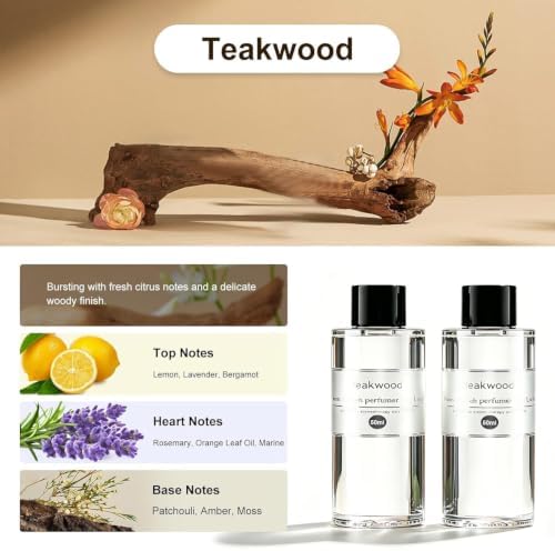 Amor Lyris 2 Packs Essential Oil Refill for Smart Car Air Freshener, 3.5OZ Car Diffuser Refill, Aromatherapy Perfume Refill (4-8 Months Use), Natural Plant Extracts, Mahogany Teakwood