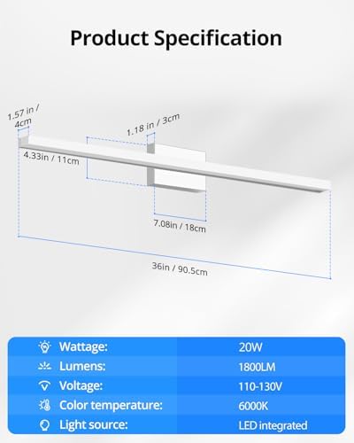 Combuh Modern Vanity Lights for Bathroom Over Mirror, Wall Mounted Sconces