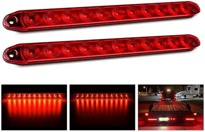 Nilight 16" LED Trailer ID Marker Light Bar, Red, 2-Pack