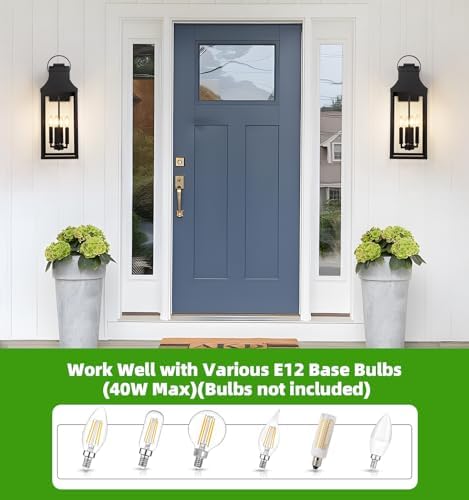 25'' Large Outdoor Wall Lights, Modern Black Exterior Sconce Light Fixture