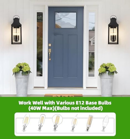 25'' Large Outdoor Wall Lights, Modern Black Exterior Sconce Light Fixture