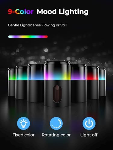 Waterless Essential Oil Diffuser: 𝟗-𝐂𝐨𝐥𝐨𝐫 𝐋𝐄𝐃 for Home
