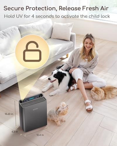 Afloia Air Purifier for Home & Bedroom, 2,000 ft², PM2.5 Monitor
