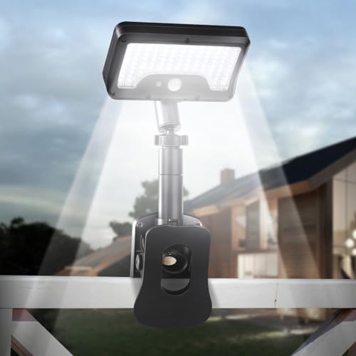Clip On Solar Motion Lights Outdoor,360°Rotatable Fence Lights(1Pack,6000K)