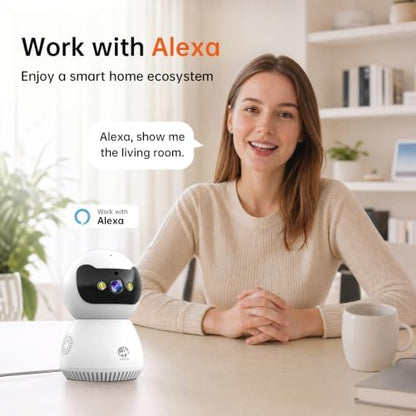 JOOAN 2K Indoor Security Camera, 5G/2.4G WiFi Pet Camera, Color Night Vision, PTZ Auto Tracking, Motion & Sound Detection, 2-Way Audio, for Baby/Elderly, Multi-User Shared, Local & Cloud Storage