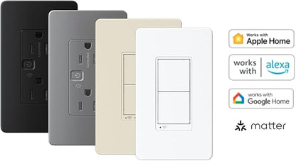 Square D by Schneider Electric X Series 15 Amp WiFi Energy Monitoring Light Switch, Single-Pole/3-way, 600 Watt, Rocker, Matter Certified, Works with Alexa, Google Home, Apple Home, Matte White