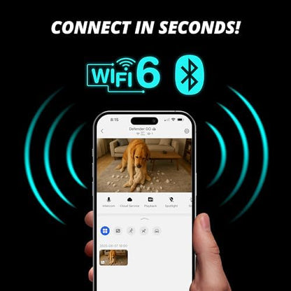 Defender GO 2K AI Powered WiFi Indoor/Outdoor Home, Business, Pet, Baby Security Camera, AI Detection, Dual Band, Spotlight/Siren, Color Night Vision, 2-Way Talk, Works with ClearVu App, 4 Pack